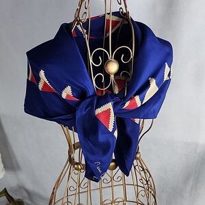 Silk Pierre Cardin Scarf Vintage Hand Rolled Nautical Patriotic
